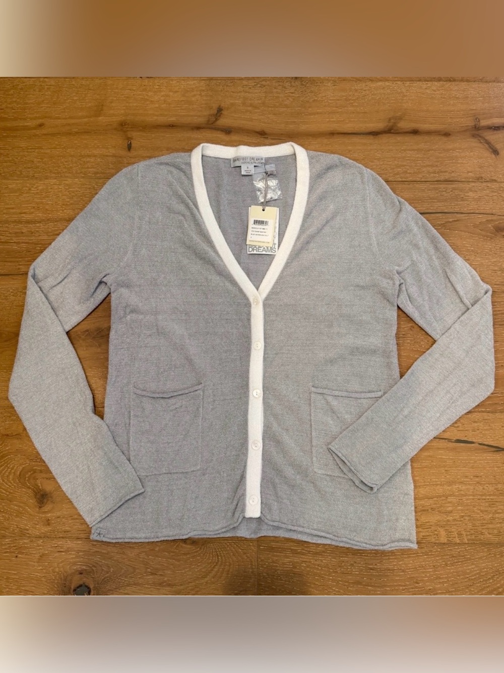 Barefoot Dreams NWT CozyChic Ultra Lite Cardigan with White Trim - size Small